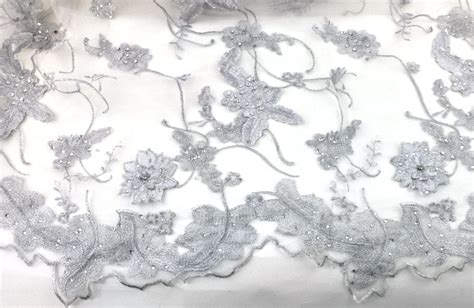 Metallic Silver Embroidered Fabric 